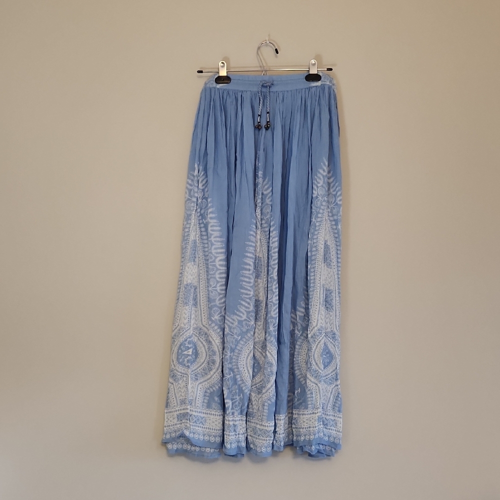 Chelsea & Thedore Bohemian Dusty Blue Maxi Skirt - Picture 2 of 7